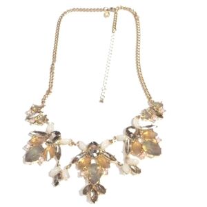 EXPRESS MULTICOLOR RHINESTONE GOLD-TONE COLLAR CHOKER BIB 18-21" NECKLACE